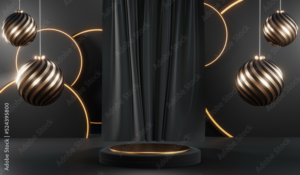 3D rendering of blank product background for cream cosmetics Modern black podium background 3D rendering of blank product background for cream cosmetics Modern black podium background