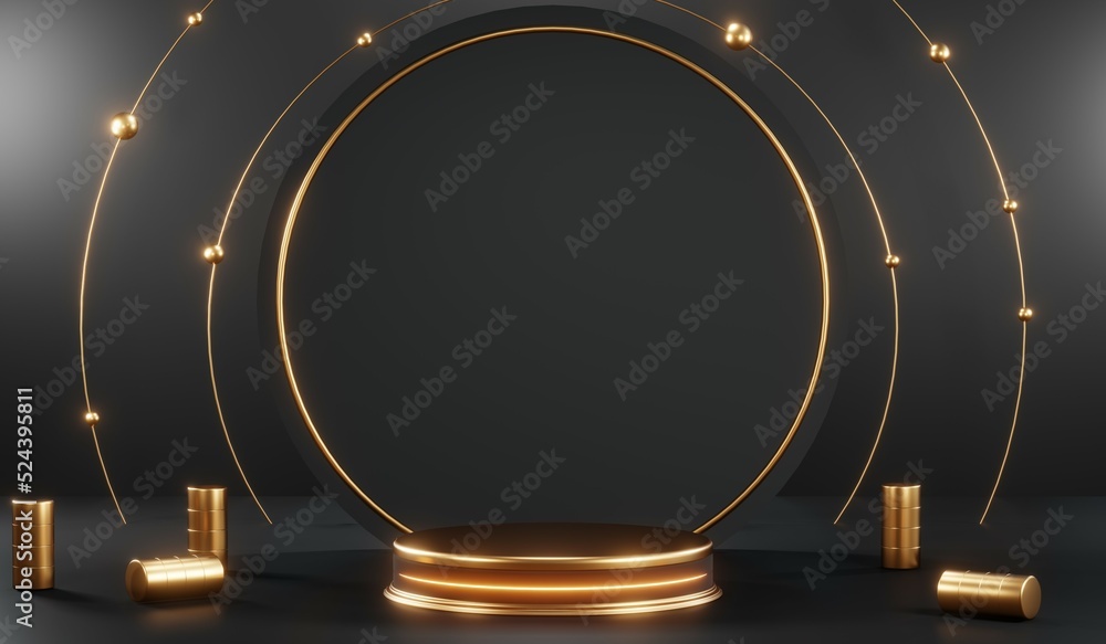 3D rendering of blank product background for cream cosmetics Modern black podium background 3D rendering of blank product background for cream cosmetics Modern black podium background