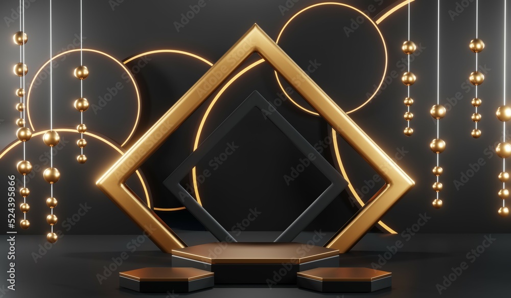 3D rendering of blank product background for cream cosmetics Modern black podium background 3D rendering of blank product background for cream cosmetics Modern black podium background