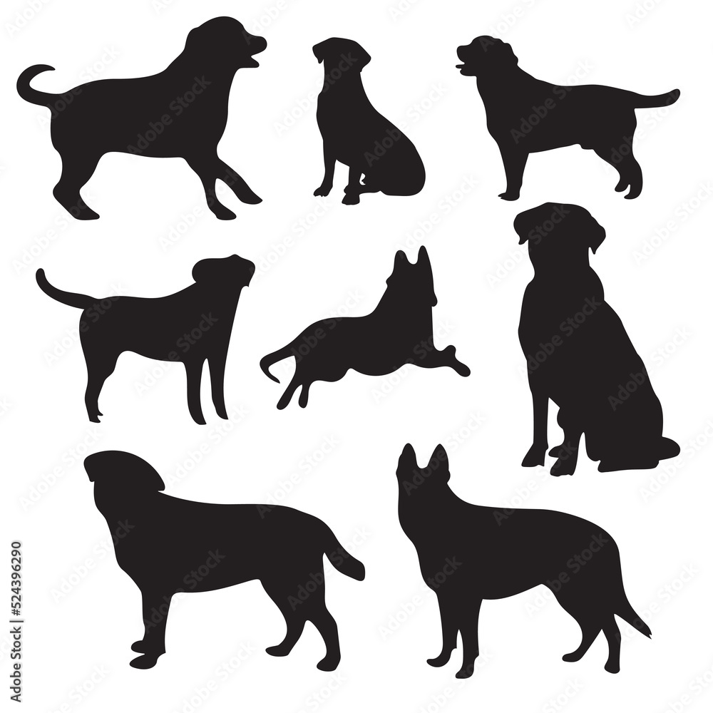 Dog silhouette collection in different positions