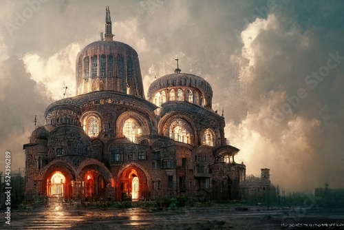 Byzantine architecture view, digital art , 3d illustration