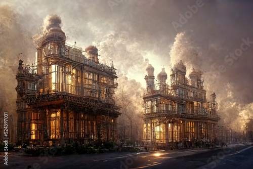 Victorian style architecture, digital art , 3d illustration