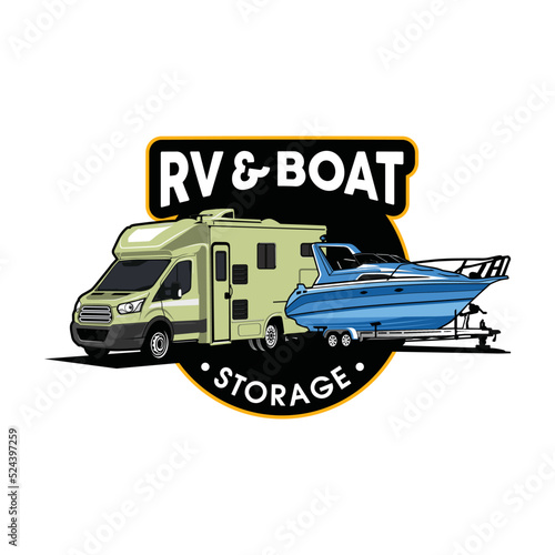 illustration of a car rv and boat vector rv vector boat vector rv and boat vector logo rv logo design boat logo design