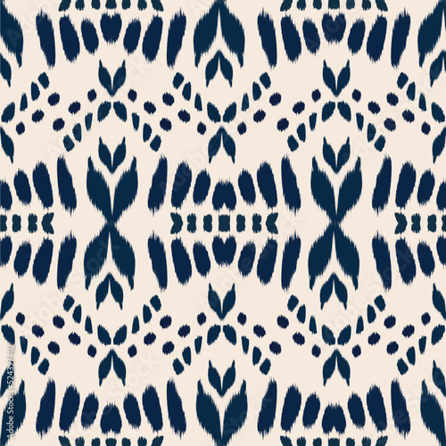 Ikat seamless pattern as cloth, curtain, textile design, wallpaper, surface texture background. vector eps10
