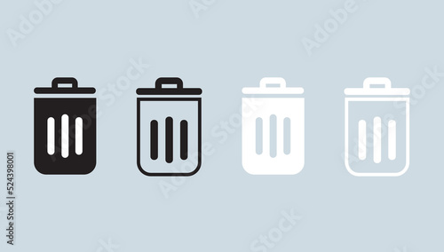 Delete icon set, recycle bin icon vector in flat style. Trash bin icon Vector design.