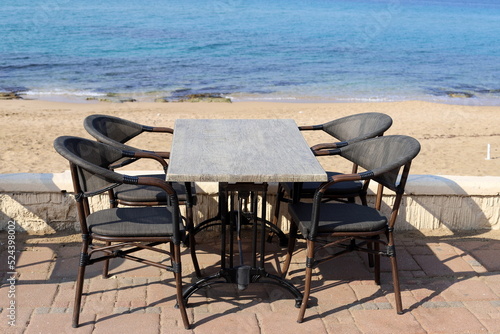 Chair for relaxing in a cafe on the Mediterranean coast