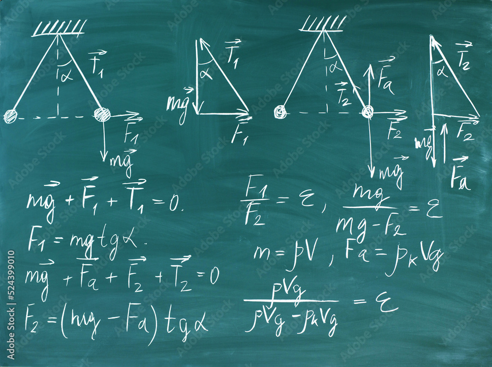 Blackboard law of physics in school class Blackboard law of physics in school class