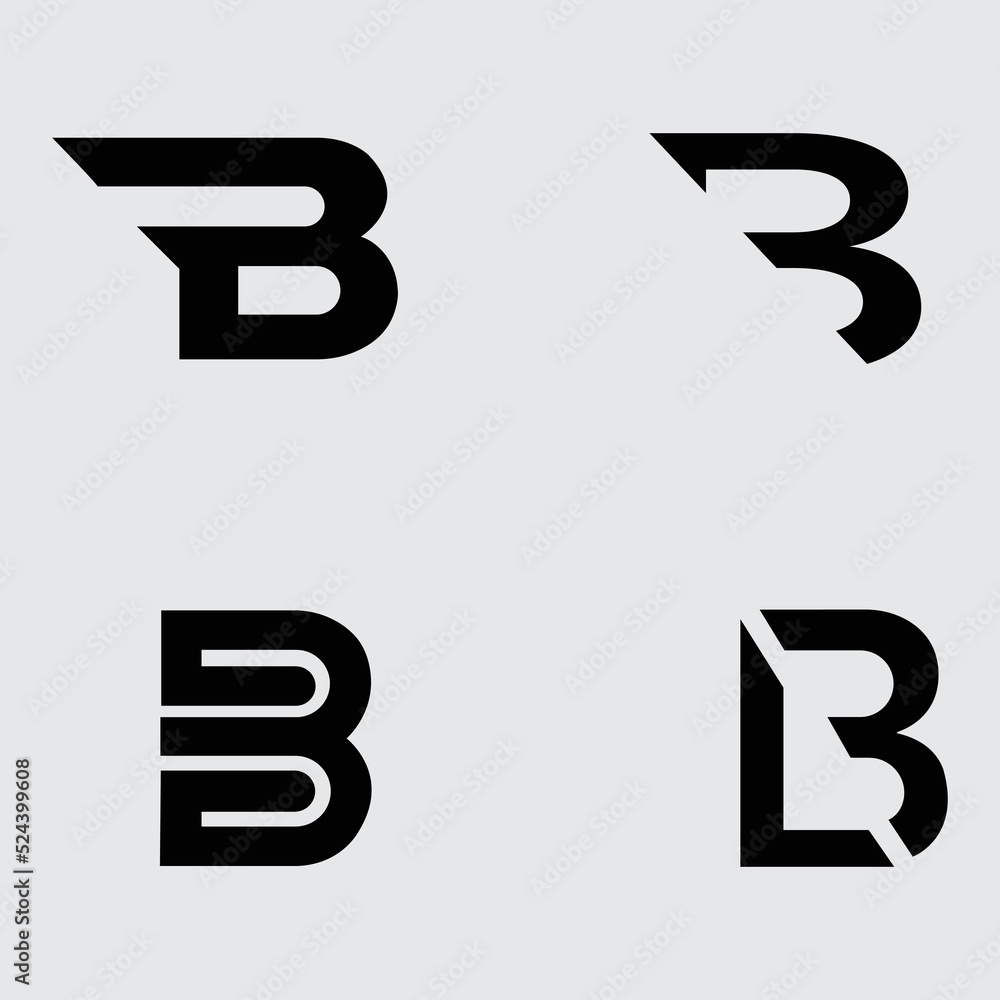 Alphabetic B letter logo design set Alphabetic B letter logo design set