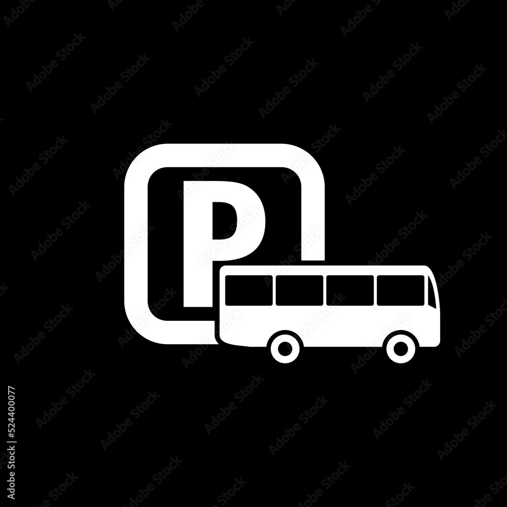 Bus parking sign icon isolated on dark background Bus parking sign icon isolated on dark background