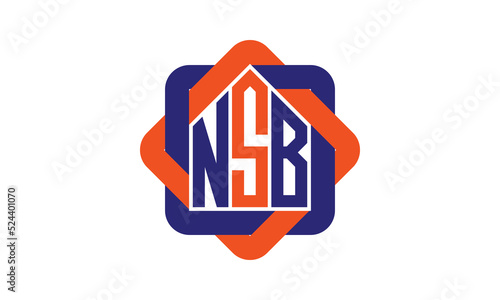 NSB three letter real estate logo with home icon logo design vector template | construction logo | housing logo | engineering logo | initial letter logo | minimalist logo | property logo | photo