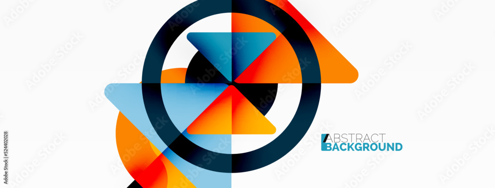 Creative geometric wallpaper. Minimal abstract background. Triangles and circles composition vector illustration for wallpaper banner background or landing page Creative geometric wallpaper. Minimal abstract background. Triangles and circles composition vector illustration for wallpaper banner background or landing page