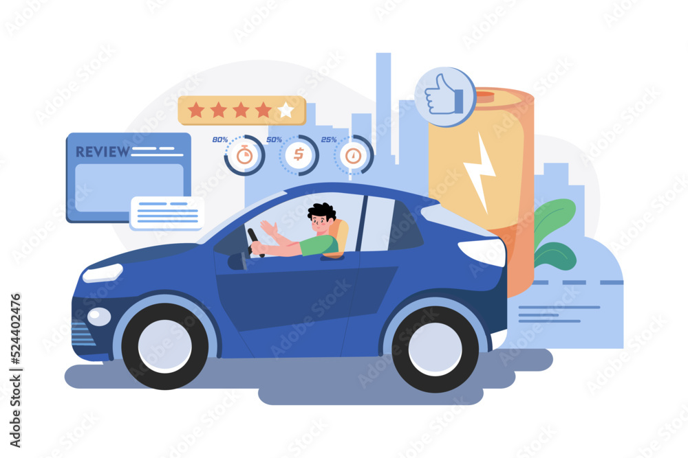 Electronic Vehicle Illustration concept on white background