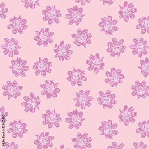 Seamless Pink Flowers  Repeating Pattern with Light Pink Background