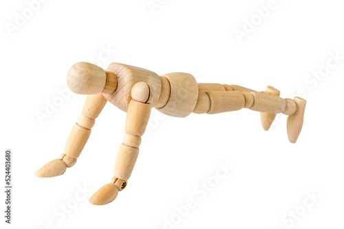 Wooden figure doing push-ups