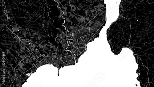 Vector map of Dabaw city. Urban grayscale poster. Road map with metropolitan city area view.
