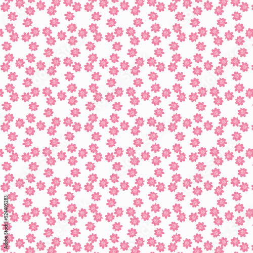Seamless Pattern with Ditsy Pink Flowers and white Background