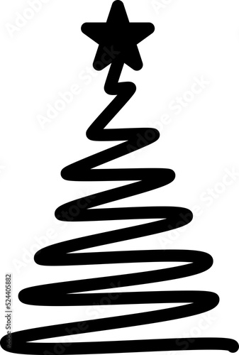 christmas tree illustration on transparent background