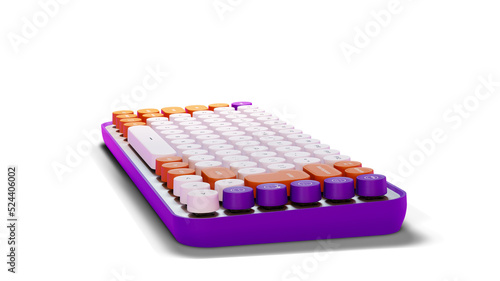 Keyboard with round keys  isolated on a white background. Modern keyboard  3d render. Transparent background  PNG file
