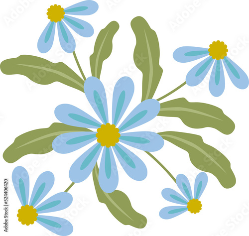 Blue flower illustration. Flat design.