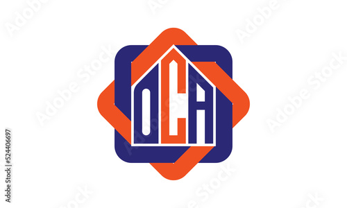 OCA three letter real estate logo with home icon logo design vector template | construction logo | housing logo | engineering logo | initial letter logo | minimalist logo | property logo |