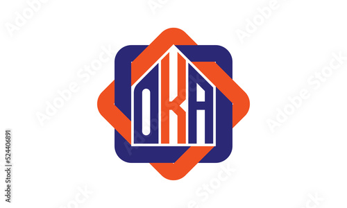 OKA three letter real estate logo with home icon logo design vector template | construction logo | housing logo | engineering logo | initial letter logo | minimalist logo | property logo |