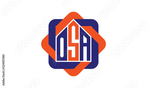 OSA three letter real estate logo with home icon logo design vector template | construction logo | housing logo | engineering logo | initial letter logo | minimalist logo | property logo |