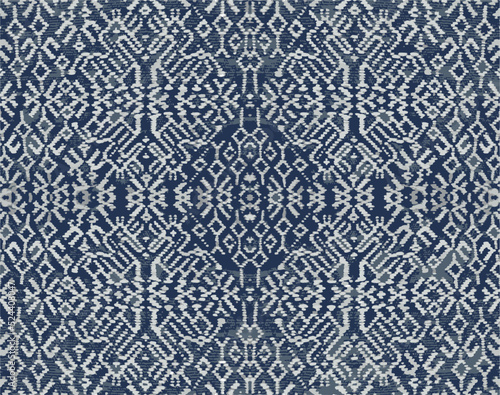 Traditional fabric patterns in the north of Thailand called tie dye fabric, Pattern pattern vector pattern, Blue alternating with white tones, Background, Fabric and Thai silk, Vector tie-dye pattern