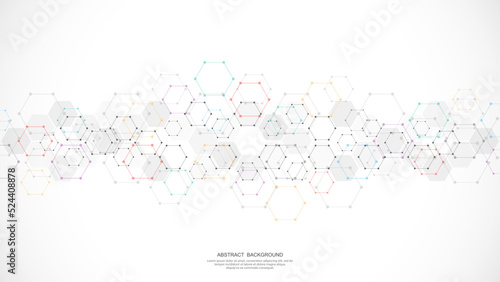 Abstract background with geometric shapes and hexagon pattern