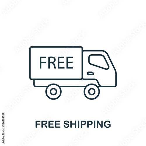 Free Shipping icon. Line simple line Online Store icon for templates, web design and infographics