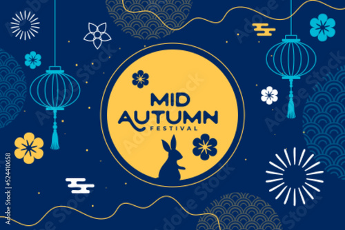 chinese decoration style mid autumn festival background