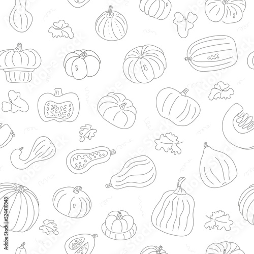 seamless pattern with vegetables pumpkin 