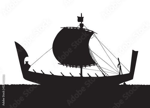 Vector illustration. Ancient Phoenician ship