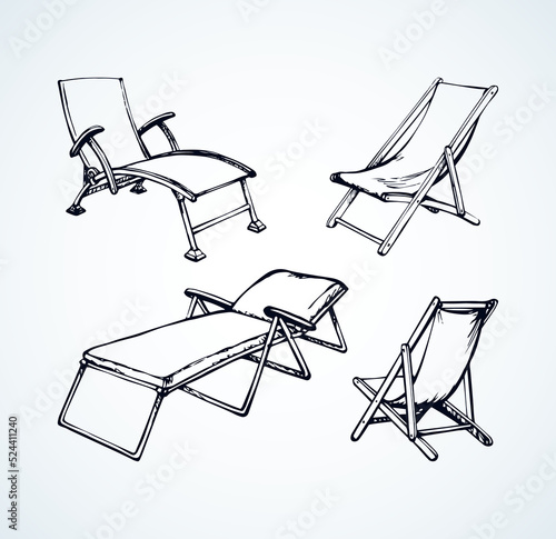 Beach chair. Vector freehand drawing