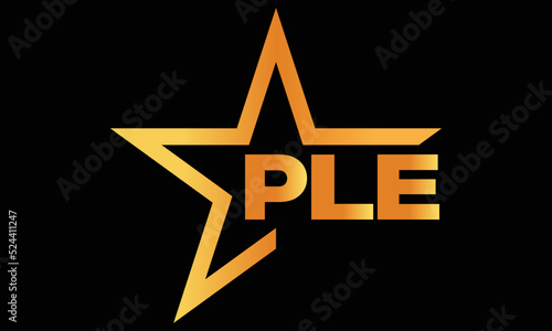 PLE golden luxury star icon three letter logo design vector template. royal logo | luxury logo | jewelry logo | premium logo | iconic logo | Victoria logo |	
