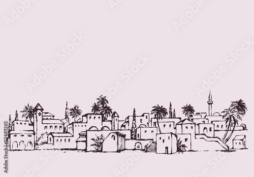 Obraz na płótnie City in a desert. Vector drawing