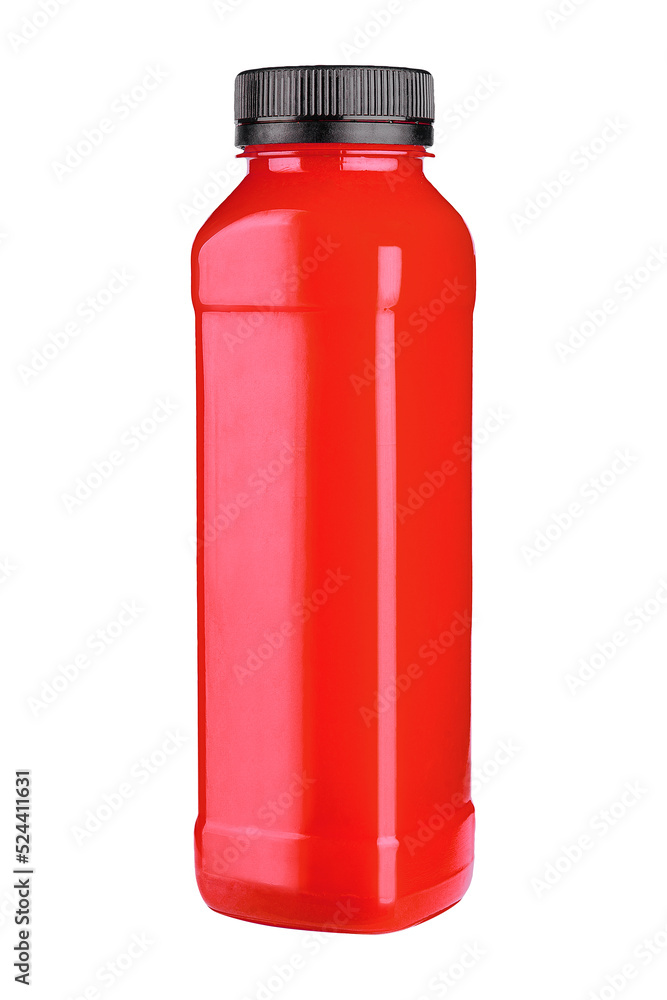 Red detox juice in plastic bottle Red detox juice in plastic bottle