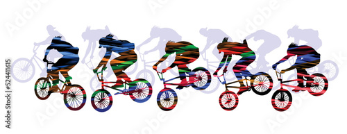 Cyclist jumping, extreme sports vector illustration
