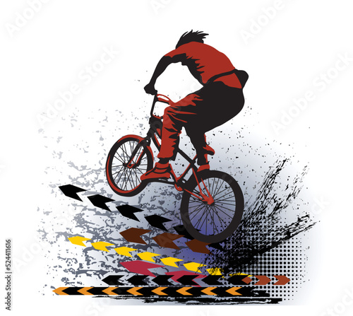 Cyclist jumping, extreme sports vector illustration © Arija