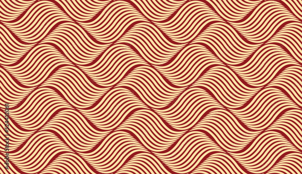 The geometric pattern with wavy lines. Seamless vector background. Gold and red texture. Simple lattice graphic design The geometric pattern with wavy lines. Seamless vector background. Gold and red texture. Simple lattice graphic design