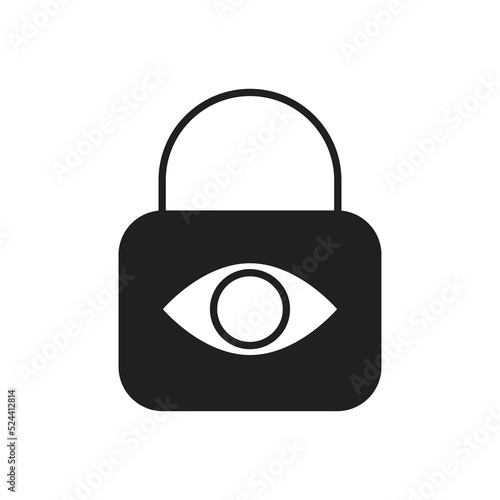 Lock eye icon design. Security Monitoring symbol. isolated on white background. vector illustration