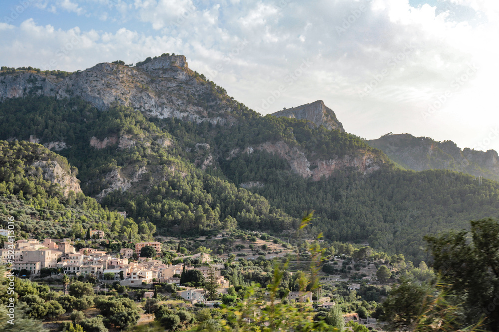 village of deya in mallorca between mountains