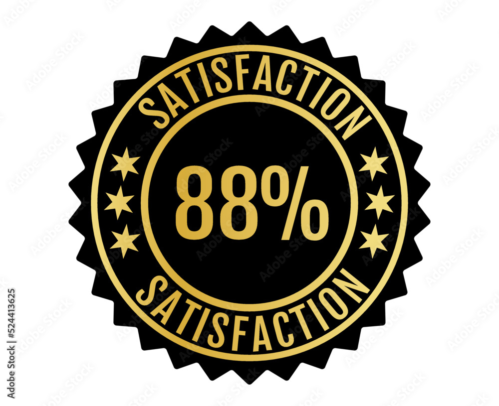 88% Satisfaction Sign Vector transparent background Gold Color