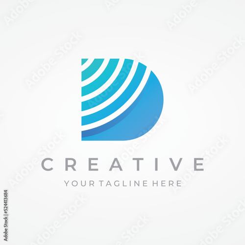 Logo template design Initial geometry of the letter D. Logo design with a minimalist and elegant style. Logo for companies and initials.
