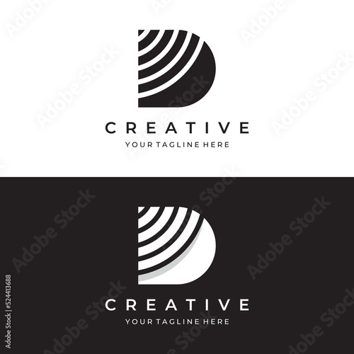 Logo template design Initial geometry of the letter D. Logo design with a minimalist and elegant style. Logo for companies and initials.