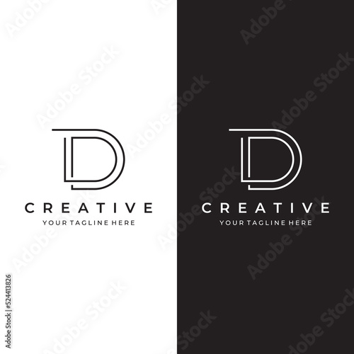 Logo template design Initial geometry of the letter D. Logo design with a minimalist and elegant style. Logo for companies and initials.