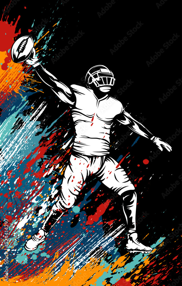 American football player. Quarterback isolated illustration. Football player vector. American football championship. Sport theme vector illustration. American football player. Quarterback isolated illustration. Football player vector. American football championship. Sport theme vector illustration.