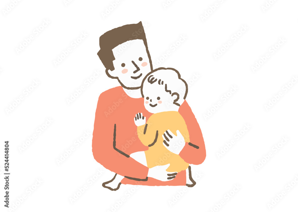 お父さんに抱っこされた赤ちゃん_色 お父さんに抱っこされた赤ちゃん_色