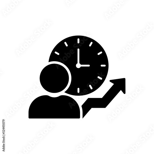 Time Management Silhouette Icon. Efficiency Productivity Clock Control Black Pictogram. Optimization Process Business Work Project Time Schedule Icon. Isolated Vector Illustration