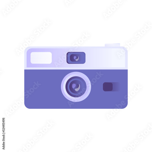Violet vintage photo camera. Instant photo camera in flat style isolated on white background. Can be used for web banner, website, social media, app, flyer and stickers 