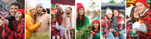 Collage of happy families o...